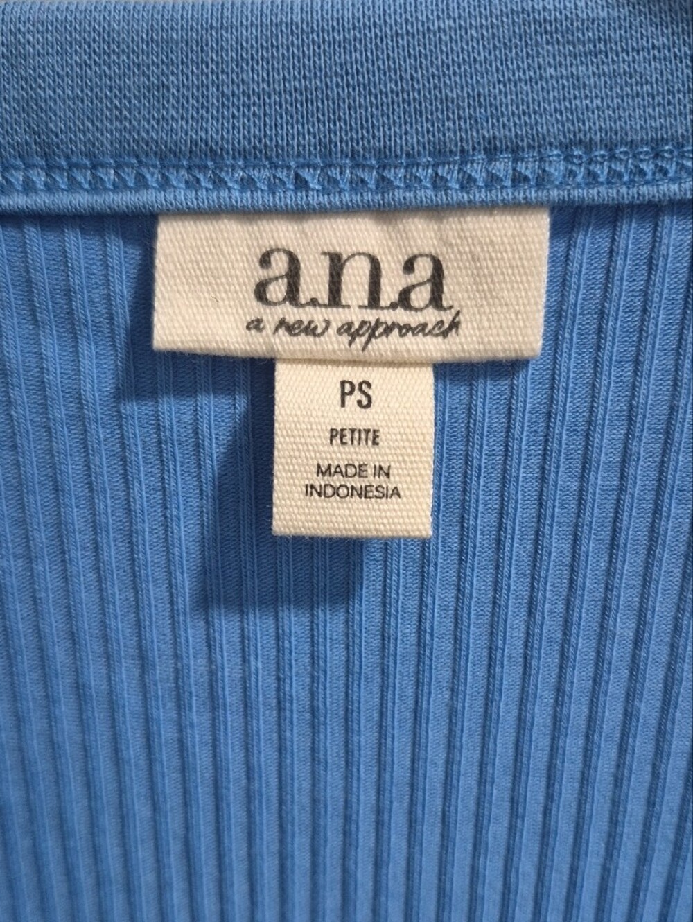 a.n.a Ribbed Long-Sleeve Henley Top in Bright Blue - Picture 2 of 4